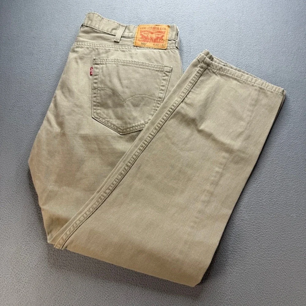 Levis 505‎ Jeans Regular Fit Straight Leg 40x32 (FIT39x30) Tan Denim Mens Casual